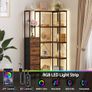 Vintage 5 Tier Corner Shelf Standing with LED Lighting and 4 Drawers, Shelf, Bookcase Cabinet Image 3