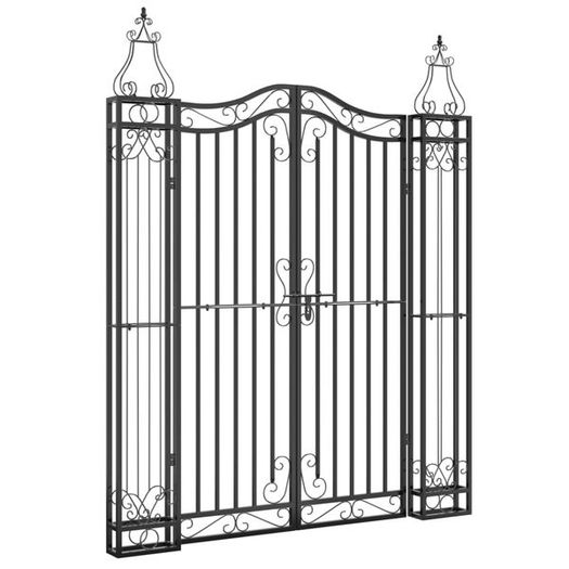 Garden Gate Black 121x8x180 cm Wrought Iron