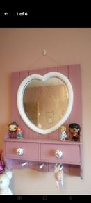 rustic heavy wooden mirror with shelf,drawers and hooks
