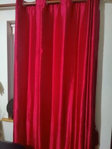 red curtains