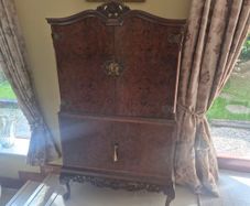 Antique drinks cabinet and contents