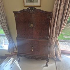 Antique drinks cabinet and contents