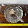 Vintage Cut Glass Serving Bowl with Decorative Stand & EPNS Spoon Image 2