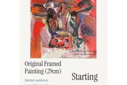 Original Art - Auction - Cow in Abstract Aesthetic Original Painting 29 cm framed