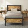 Single Bed Frame with Wooden Headboard and Footboard Image 7