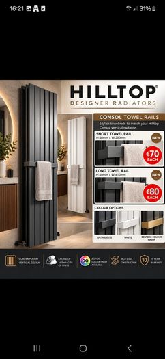 Hilltop towel rails Anthracite/white