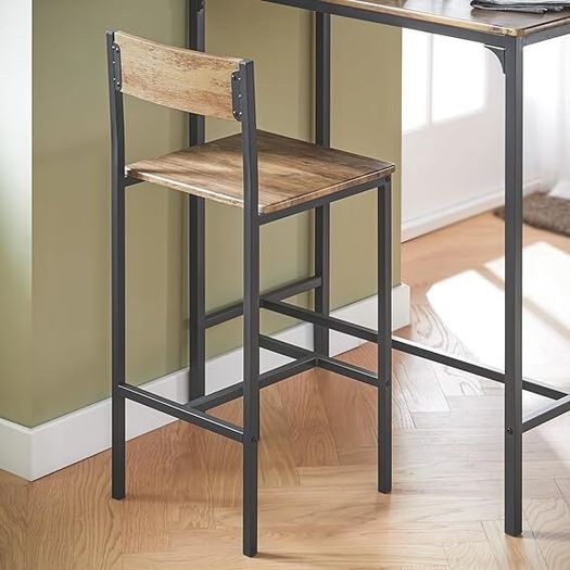 Industrial Style Table and 2 Bar Chairs Set Bar Table + Bar Stools Standing Table Bar Game High Table Chair