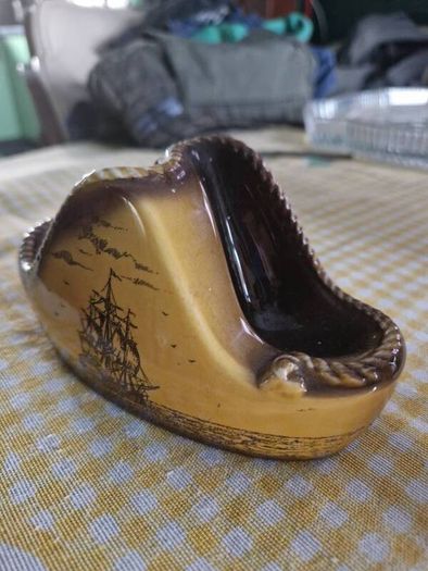 Pipe stand Vintage Mid Century double pipe holder ceramic