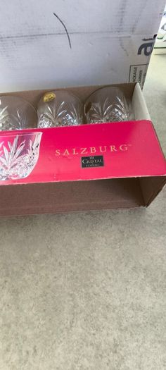 Vintage 1994 Set Of 4 Salzburg by CRISTAL DE FLANDRE Lead Crystal Glasses  Brand New BOXED