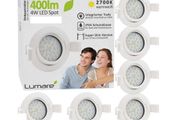 9 Pack,  83mm, Lumare LED Ultra-Flat Recessed ceiling Spotlight, 4 W, 400 Lumen, 230 V, IP44 for Living Room, Bathroom, Mini Slim Ceiling Spot in Silver, Warm White, Round with 83 mm  Diameter