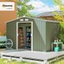9 x 6ft Metal Garden Shed, Outdoor Storage Tool House with Ventilation Slots, Foundation Kit and Lockable Double Doors, Light Green Image 2