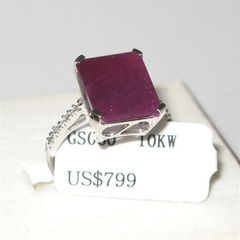 WOW 5.95 ctw Genuine Ruby & Diamond 10K White Gold Engagement Wedding Anniversary Ring New