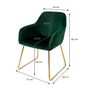 Set of 2 Green Velvet Dining Chairs with Gold Metal Legs Image 3