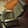 Two IKEA Poang brown leather armchairs Image 6