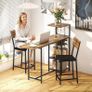 3-piece Bar Table Set, 1 Bar Table, 2 Chairs, with Wine Rack, Glass Holder, Open Shelves, Footrests, Brown Image 2