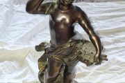 Antique 19th Century Bronze patinated metal sculpture in the style of Bacchus with Cymbals after the French sculptor Clodion