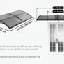 Polycarbonate Door Canopy 198 x 96cm Smoke Grey Front Door Awning with Rain & UV Protection Image 3