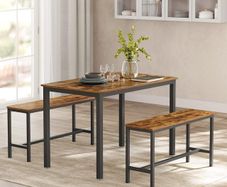New 3 Piece Set Dining Set Rustic Brown