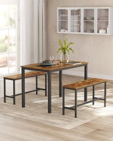 New 3 Piece Set Dining Set Rustic Brown