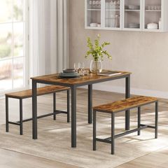 New 3 Piece Set Dining Set Rustic Brown