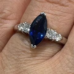 Platinum  Sapphire and Diamond  Ring