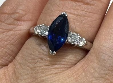Platinum  Sapphire and Diamond  Ring