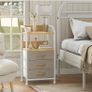 Bedside Table with 3 Fabric Drawers and Open Shelf, Nightstand for Bedroom Image 2