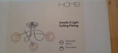 Home Amelia 3 Light Ceiling Light - Chrome