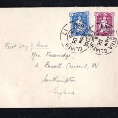 1945 Ireland Centenary of the Death of Thomas Davis (Founder of the Young Ireland Movement) Commemorative Stamps First Day Cover (FDC) with Baile Atha Cliath steele cancel