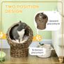 Woven Banana Leaf Elevated Cat Bed Wicker Kitten Basket Pet Den. House Cozy Cave with Soft Cushion Dome 42x33x52cm Dark Brown Image 3