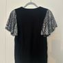 New River Island Woman's Black T-shirt with Sequin Sleeves - Size UK 8 Image 2