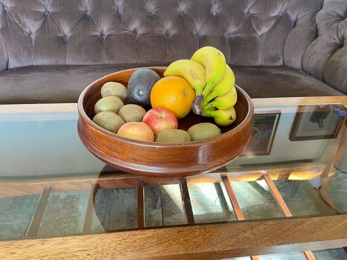 Magnificent Vintage Wide Wooden Turned Shallow Fruit Salad Bowl 1950s 1960s
