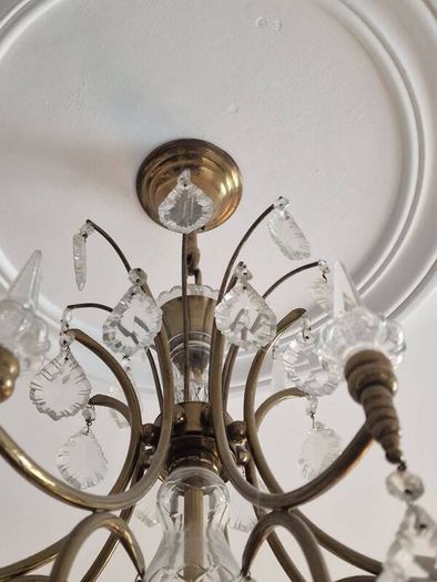 Old Brass&Cut Glass Chandelier