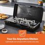 Portable Camping Gas Stove, Double Burner BBQ Cooker, Outdoor Grill Plate Automatic Ignition System, Butane Can - BBQ Caravan Outdoor Image 3