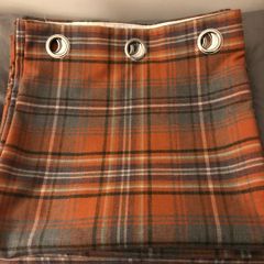 Rustic burnt orange tartan plaid  curtains 90x90 inches  excellent condition