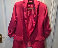 Hot Pink Ruched Sleeve Blazer  size M