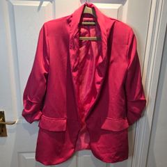 Hot Pink Ruched Sleeve Blazer  size M