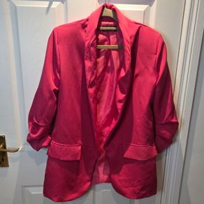 Hot Pink Ruched Sleeve Blazer  size M