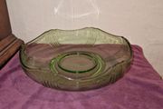 Art Deco Large Green Glass Centrepiece Float Bowl By Josef Inwald Czech Glassware, Circa 1930