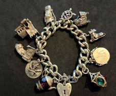 Mid Century Heavy 925 Sterling Silver Charm Bracelet