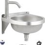 Small Bathroom Sink Washroom Semi-Circular Sink Washing Basin  Washbasin with Faucet for Bathroom Restroom Vanity Kitchen Laundry Restaurant Home Cafe Hotel Image 2