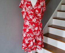 Quiz red & white dress, Size 16