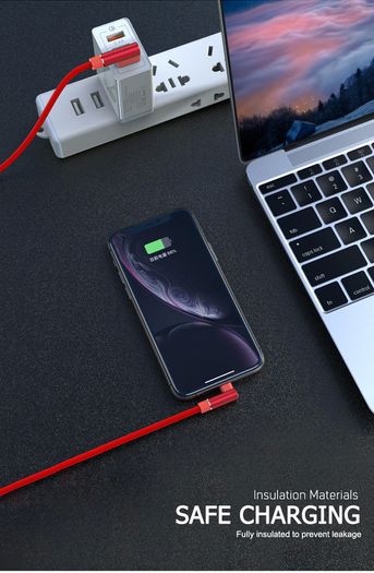 NOHON 3M Apple 3A Lightning Fast Charger & Data Sync 90 Degree Elbows Nylon Braided Cable (Brand New/Warranty)