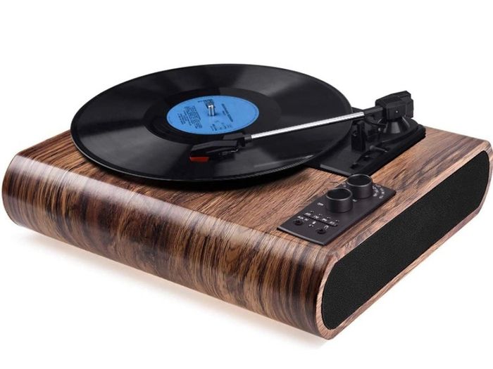 Record Player, Vintage Turntable Bluetooth Vinyl Player LP Record Player with 3 speed 33/45/78 RPM and Built-in 2 Stereo Speakers, AM/FM Function, Aux-in & RCA Output (FREE POSTAGE)