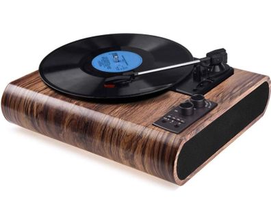 Record Player, Vintage Turntable Bluetooth Vinyl Player LP Record Player with 3 speed 33/45/78 RPM and Built-in 2 Stereo Speakers, AM/FM Function, Aux-in & RCA Output (FREE POSTAGE)
