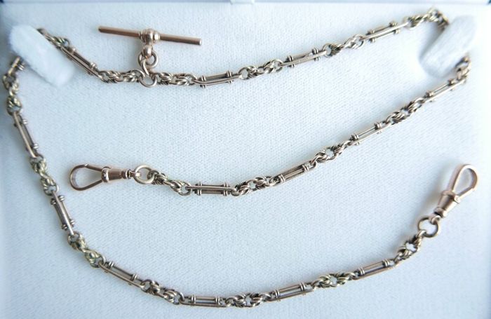Victorian  heavy real 9 Carat Gold Albert or Necklace Chain with T-Bar length 20" - 24,3g