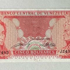 Venezuela 5 Bolivares 1989 Banknote