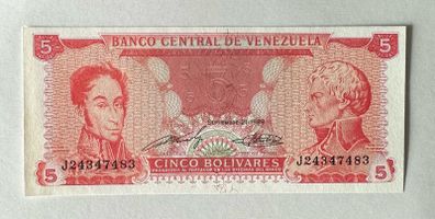 Venezuela 5 Bolivares 1989 Banknote