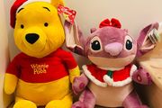 Disney Christmas Santa Winnie the Pooh and Stitch soft toys