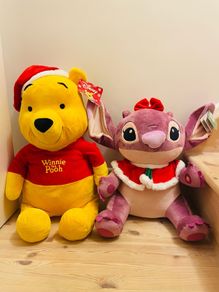Disney Christmas Santa Winnie the Pooh and Stitch soft toys